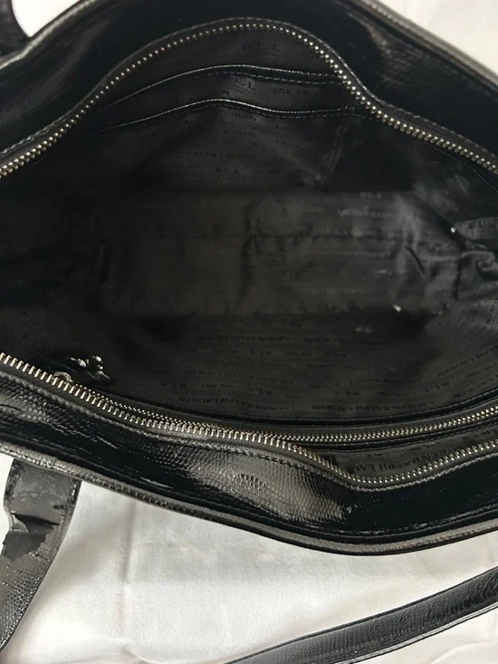 Lauren Ralph Lauren Classic Black Textured Leather Tote Shoulder Bag Purse 🌺🌺 - Picture 9 of 14